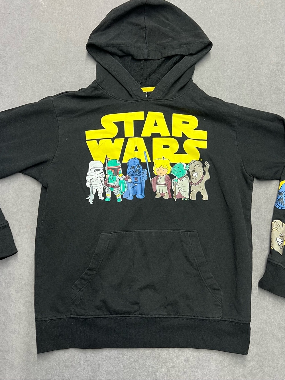 Star Wars Black Kids Hoodie with Yellow Logo and Character Art